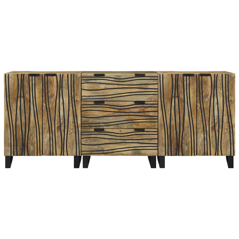 Bathroom Furniture Set With Drawer 3 Pcs 180 X 33 X 75 Cm, Natural