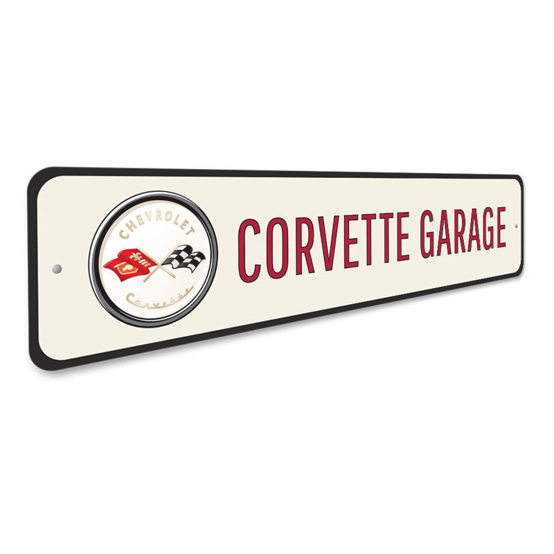 Enseigne de garage Corvette, H 6 po x l 24 po x P 0,06 po