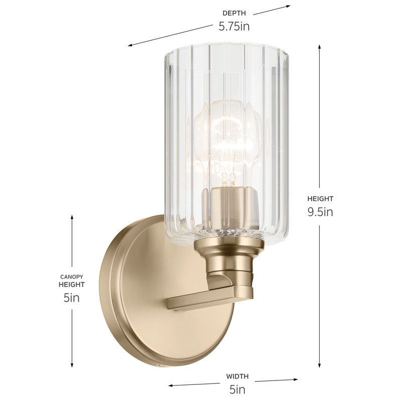 9.5" 1-Light Wall Sconce with Glass, Bronze, Clear
