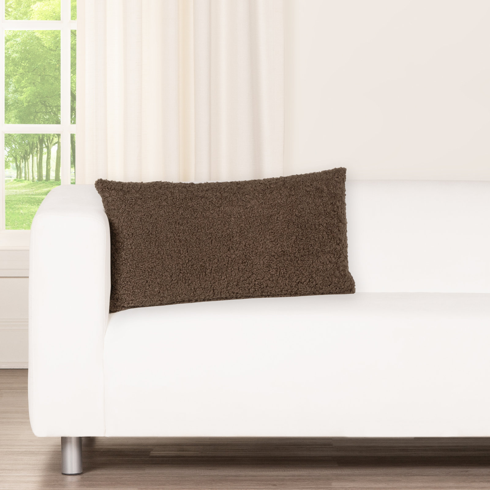 Solid Throw Pillow, Polyester, Brown, 
Rectangle 14"H x 26"W