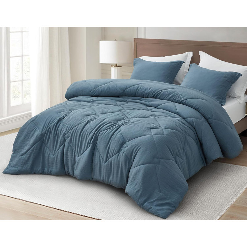 Blue Queen Microfiber Reversible Comforter Set