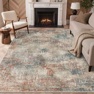 Abstract Machine Printed Area Rug
