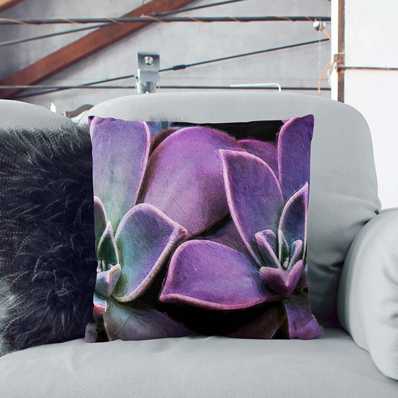 Floral Square Cushion, 55cm H x 55cm W x 20cm D, Stone