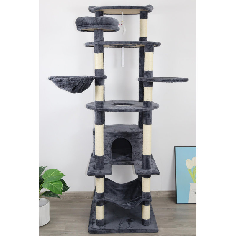 Arbre à chat avec poteaux à griffer, Gris foncé