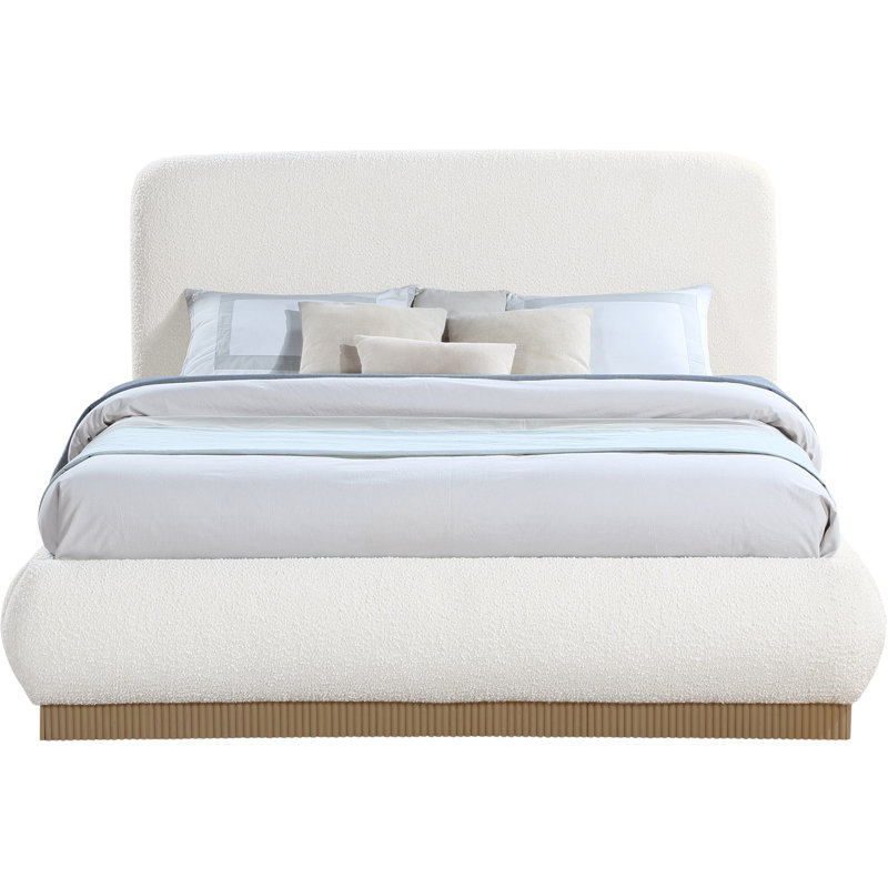 Rigby Upholstered Platform Bed, Queen, Cream Boucle Fabric