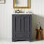 Ensemble de meuble-lavabo 24 po avec lavabo en céramique, armoire de rangement autoportante moderne avec poignées argentées, portes à fermeture douce-106200497