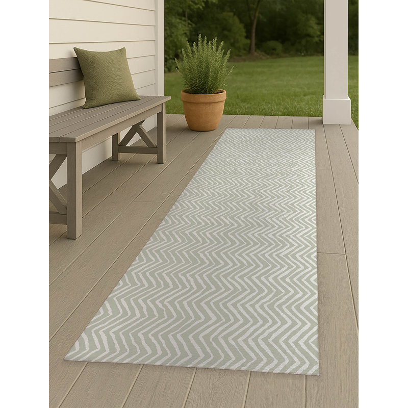 Chevron Snug Non-Slip Outdoor Rug, Runner 2'6" x 8'