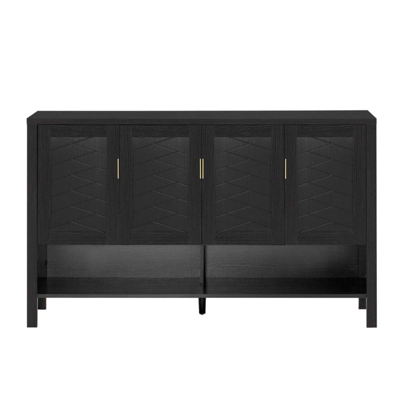 55.1''Storage Sideboard With 4-Doors, Black