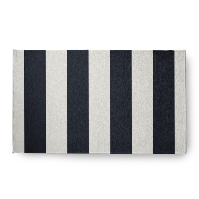 Lucene Striped Flatweave White/Navy Area Rug