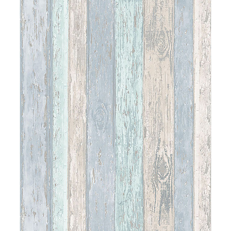 Rouleau de papier peint l 33 po x l 20,5 po patiné en bois vieilli Abel, Bleu
