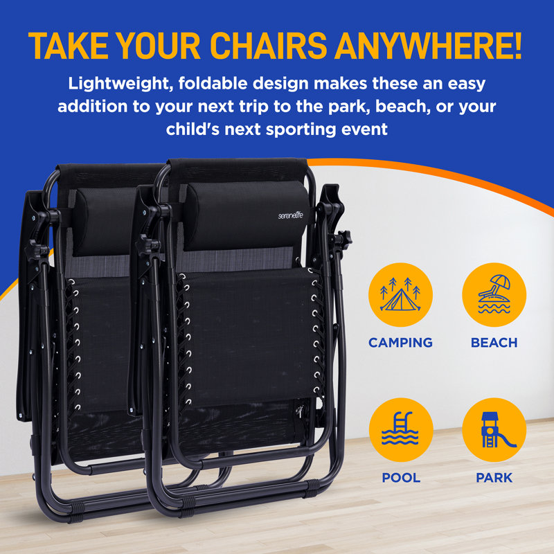 Folding Beach Chair, Black