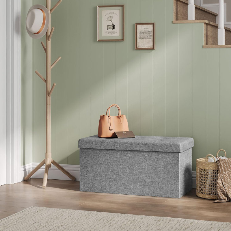 Danilee 76cm Wide Tufted Rectangle Solid Colour Ottoman with Storage, Light Grey