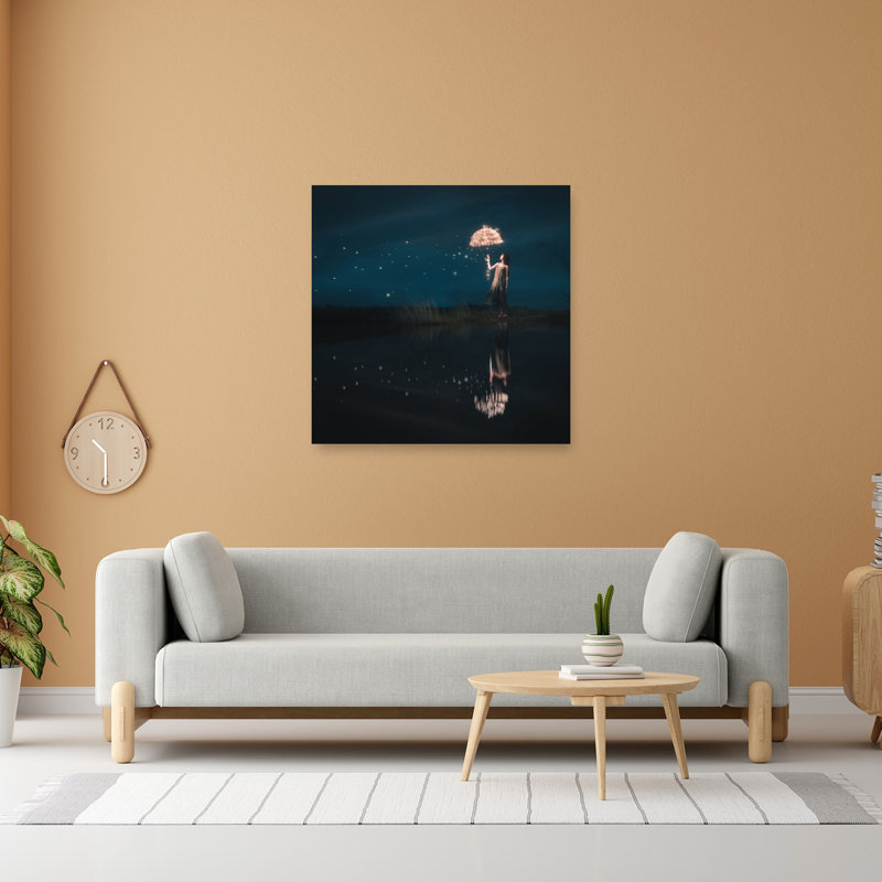 Magical Night Umbrella Dreamy Ethereal Peaceful Landscape Nature, impression d'art mural, H 48 po x l 48 po