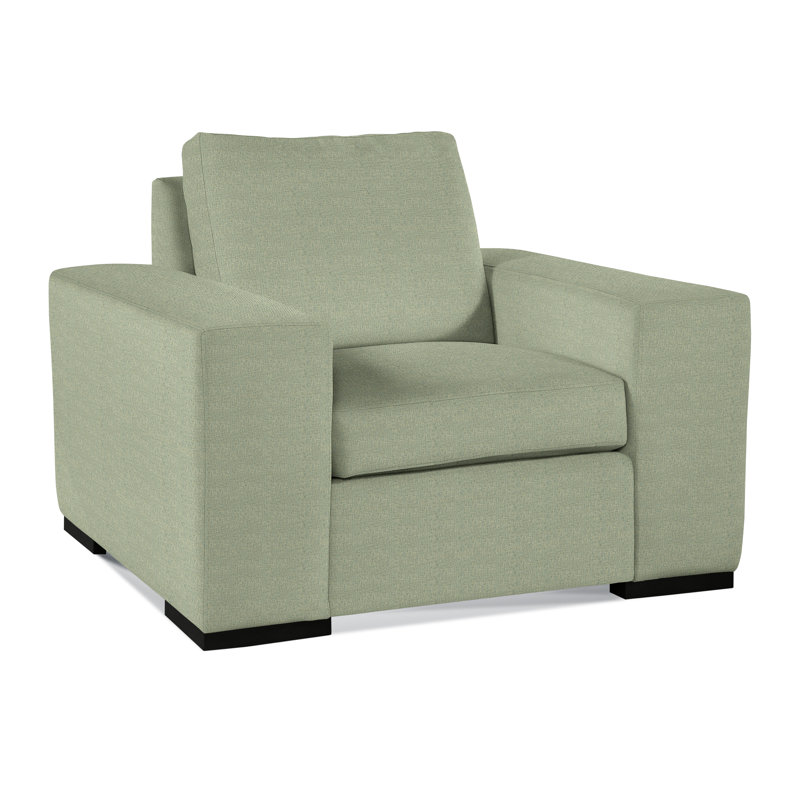 Memphis Armchair, Green Performance Fabric; 0851-54, Havana