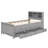 Twin Size Platform Bed With Storage Headboard, USB, Twin Size Trundle And 3 Drawers, Gray