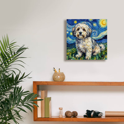  'Havanese Starry Night' by Rich Monet Canvas Wall Art, 12" x 12"