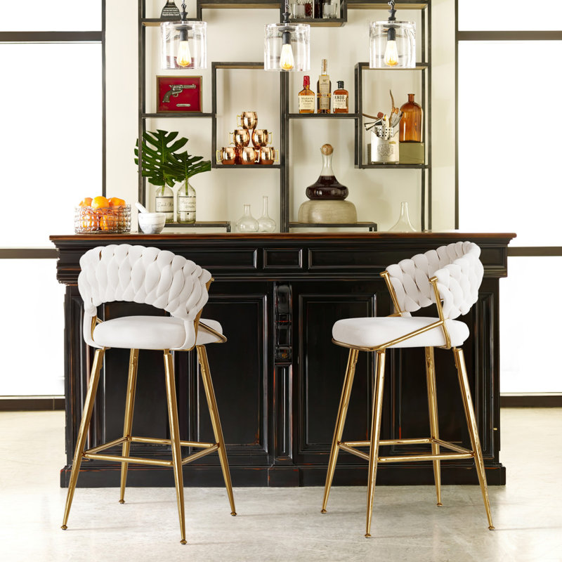 Modern Counter Stool, for Kitchen Island & Bar,Set of 2, Beige