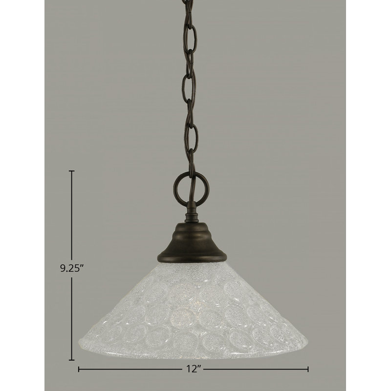 Chain Hung Pendant Shown With 12" Italian Bubble Glass, 12" W, Chrome