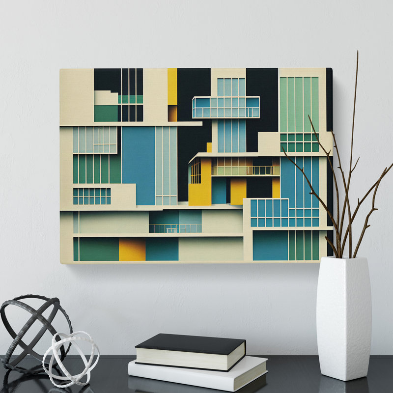 Modern Bauhaus Architecture Abstract - Wrapped Canvas Print, 50cm H x 76cm W x 3cm D
