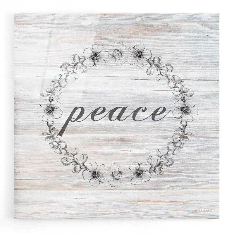 "Peace" par Bluebird Barn - Art textuel sans cadre, H 12 po x l 12 po x P 0,13 po