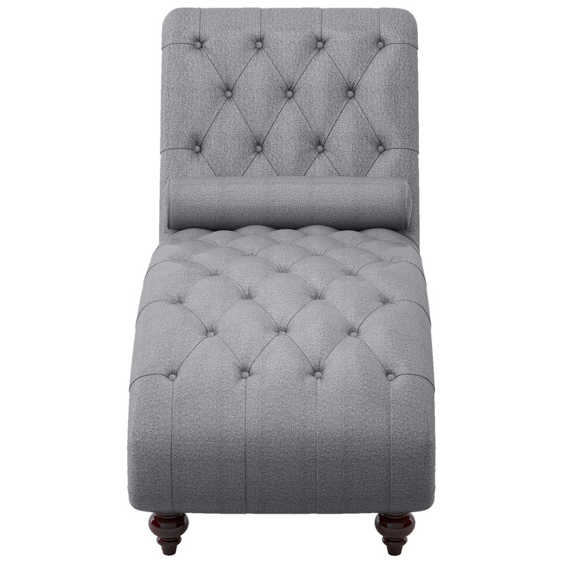 Chaise chic avec capitonnage à boutons, tissu texturé, structure stable et coussin de soutien élégant avec boutons, garniture cloutée, confortable