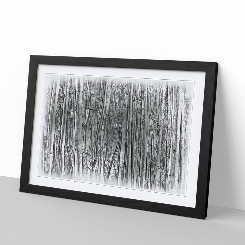 Forest Woodland - Picture Frame Drawing, Black, 36cm H x 48cm W x 2cm D