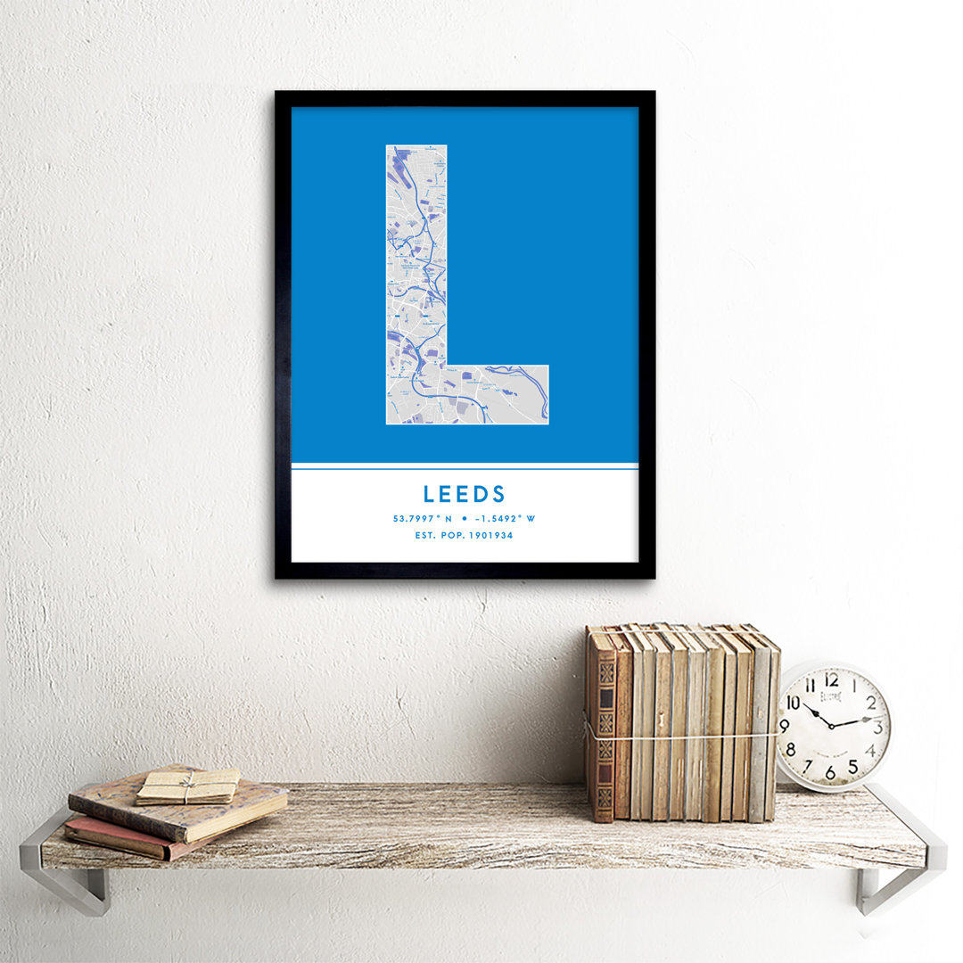 Leeds England United Kingdom City Map - Single Picture Frame Typography