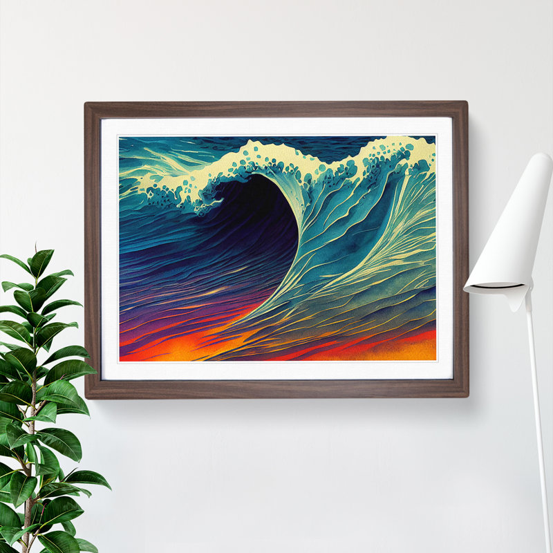 XH1022-2250X Colourful Wave - Single Picture Frame Print, Walnut Framed, 34cm H x 46cm W x 2cm D