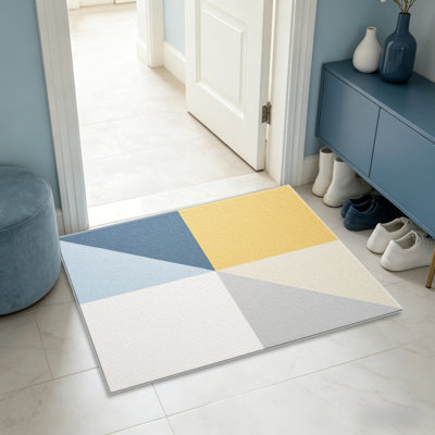 Tapis triangulaire pastel de 1 pièce, élégant tapis décoratif polyvalent, facile à nettoyer et à entretenir, pièce de mobilier idéale pour la chambre à coucher, le salon, le couloir, l'entrée, le dortoir et le bureau afin de rafraîchir l'ambiance intérieure de votre maison