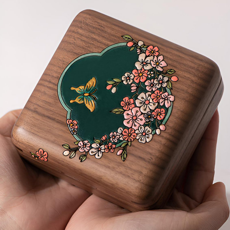 High End Solid Wood Jewellery Storage Box With Soft Velvet Lining, Small And Exquisite