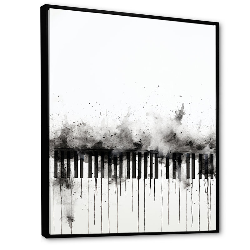 «Piano Keys Tranquility Midnight Black I», reproduction sur toile, Cadre flottant noir, 32" H x 24" W