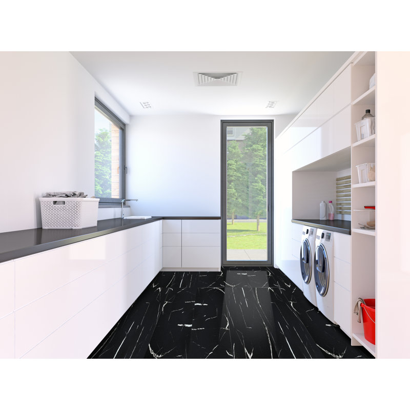 30.48 cm x 30.48 cm Vinyl Floor Tiles, 50 Per Pack, Diamond Black