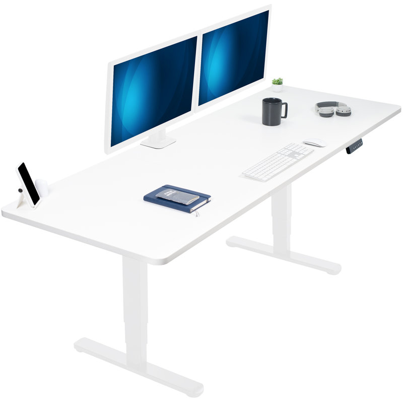 Poste de travail debout 83 po x 30 po Vivo Electric, Blanc, Blanc