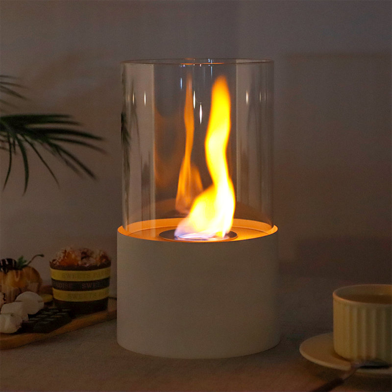 Belfry Heating Bio-Ethanol Outdoor Tabletop Fireplace with Flame Guard, 29cm H x 16.5cm W x 16.5cm D, White