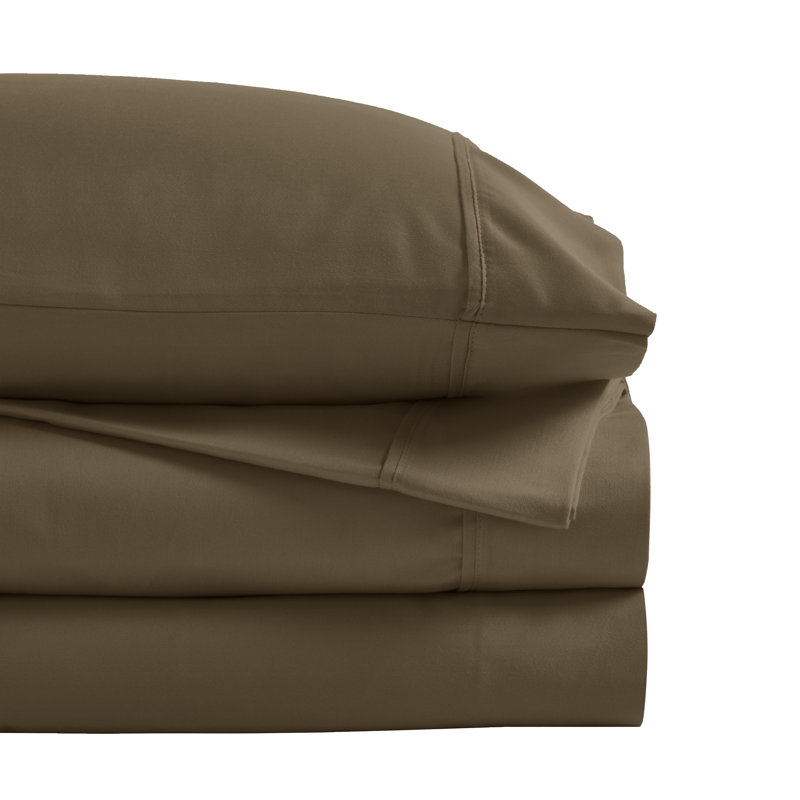 Ensemble de draps supérieur en mélange de coton infroissable à densité de tissage 1200 fils Superior, Taupe