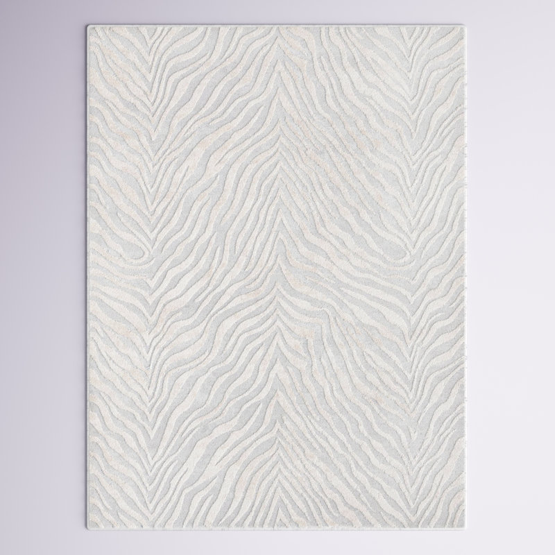 Tapis gris / ivoire à imprimé animal Tatte, Rectangle 7 pi x 10 pi