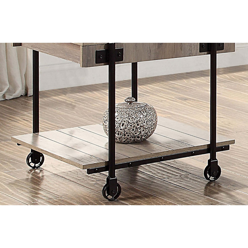 Table de bout avec roulettes et tablette ouverte