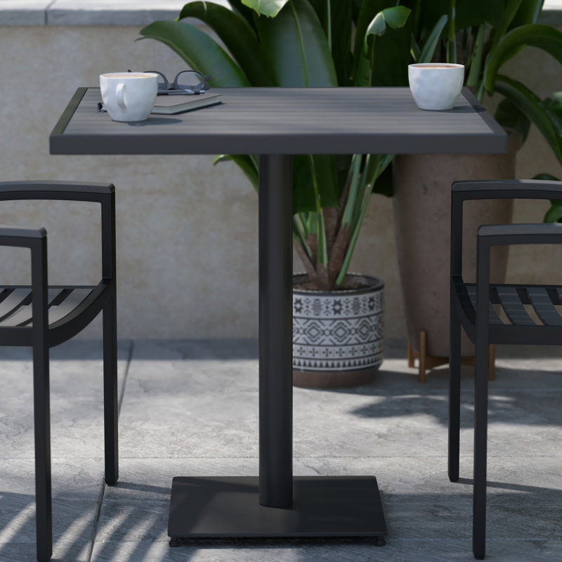Saville Outdoor Faux Teak Dining or Patio Table with Poly Slats, Gray Wash Teak