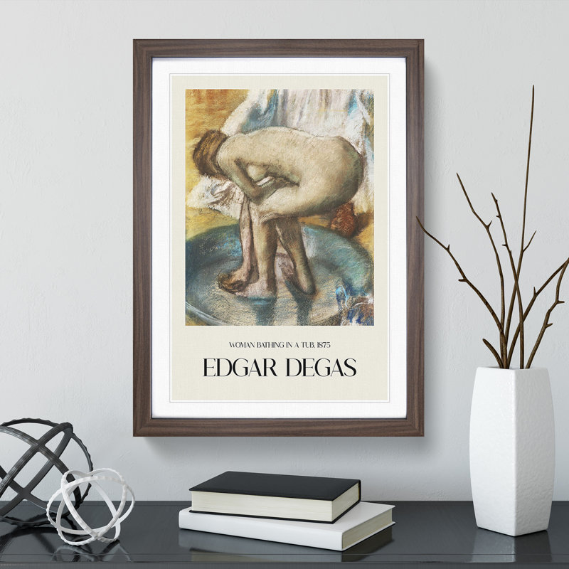 Nude Woman Bathing by Edgar Degas - Picture Frame Painting, Walnut, 65cm H x 48cm W x 2cm D