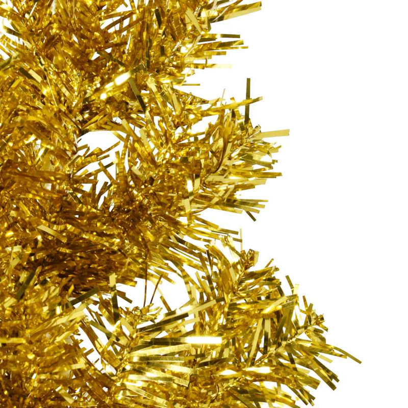 Moitié de sapin de Noël artificiel avec support, 59,1 po x 17,7 po, Or