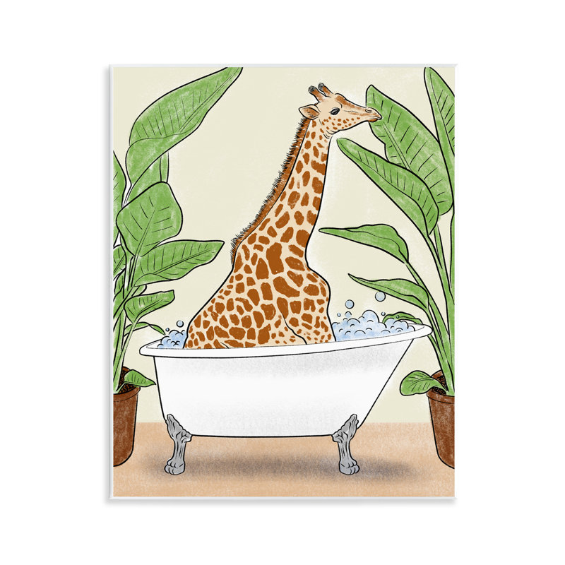 «Bathing Giraffe & Plants», plaque murale par Marcus Prime