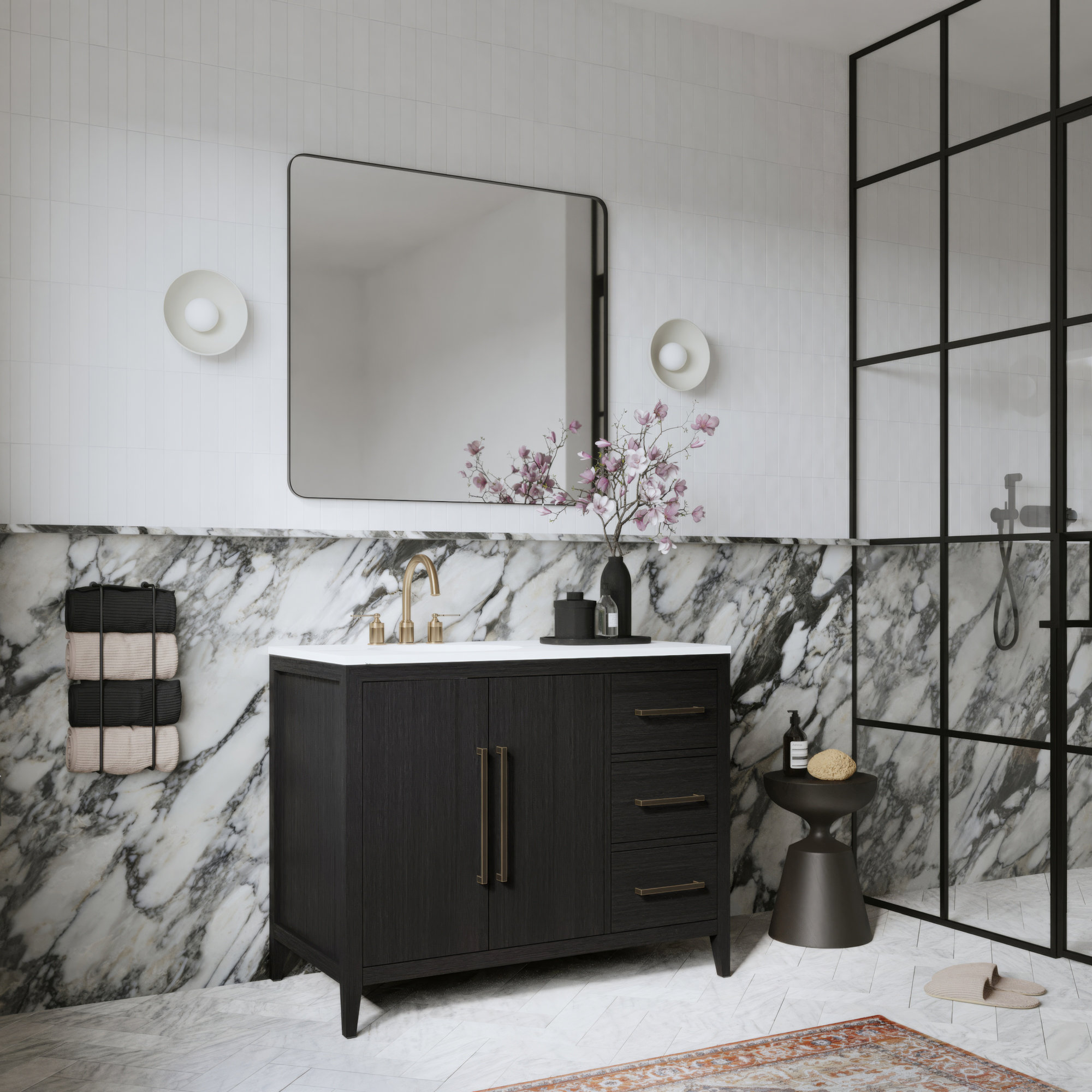 Alsup 42'' Single Bathroom Vanity, Dark Weathered Oak