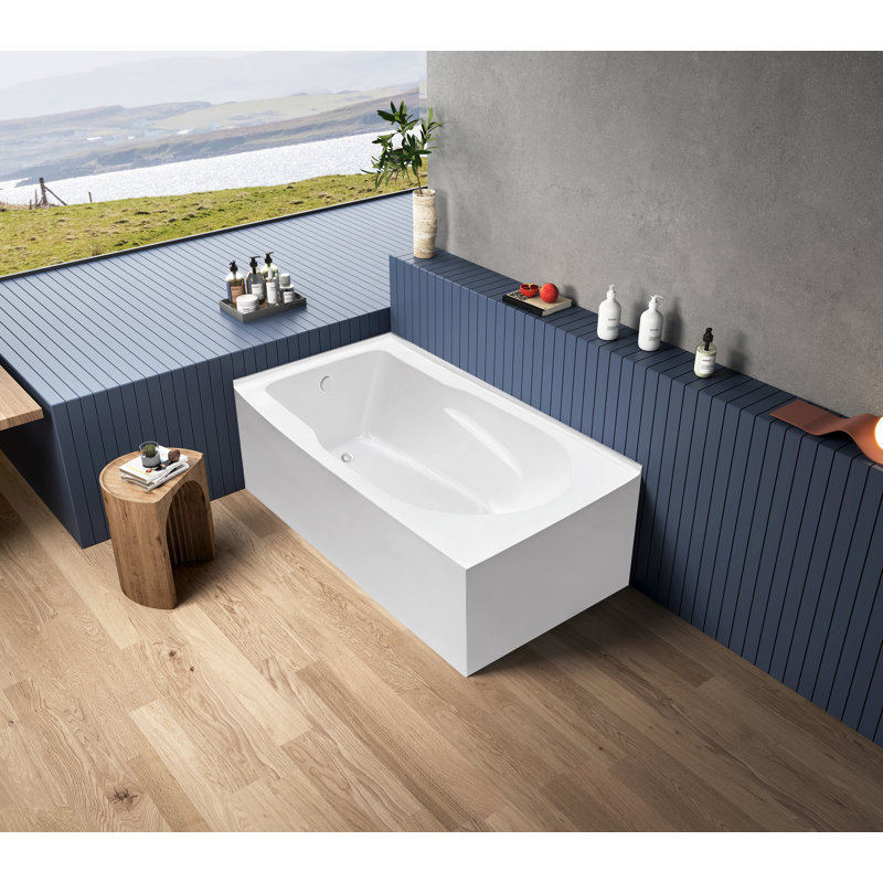 Kingston Brass Aqua Eden 60-Inch Acrylic Rectangular 2-Wall Corner Alcove Tub, Hand Drain, Left