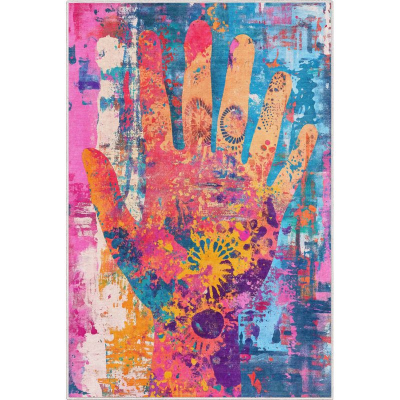 Abstract Aurora Bloom Multi Modern Abstract Area Rug, Rectangle 3'3" x 5'