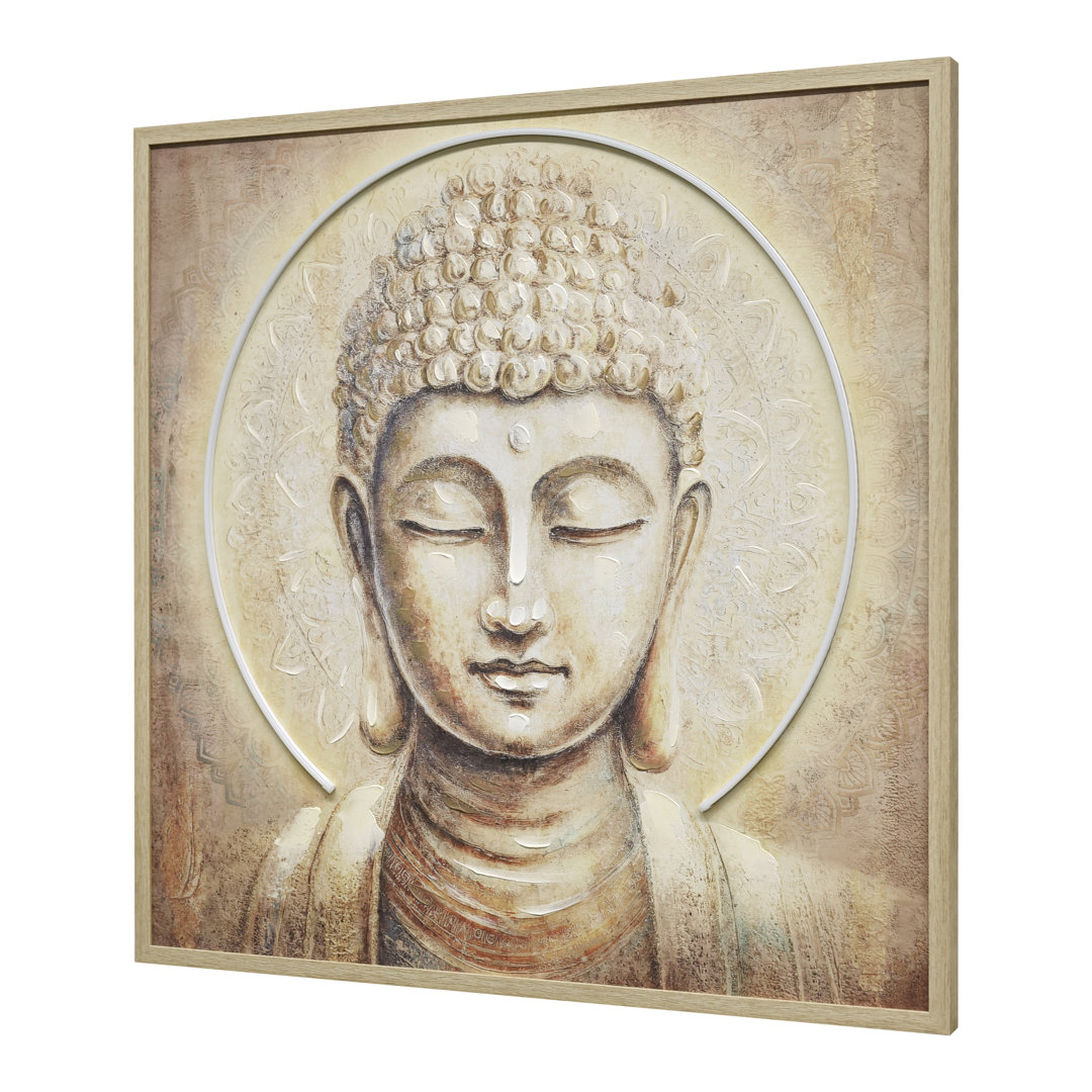 B&Q - Britwall Enlightened Buddha Led Wall ArtLight Up Canvas Picture 83X83CmZen Framed Print For BedroomPlug In - Image 2