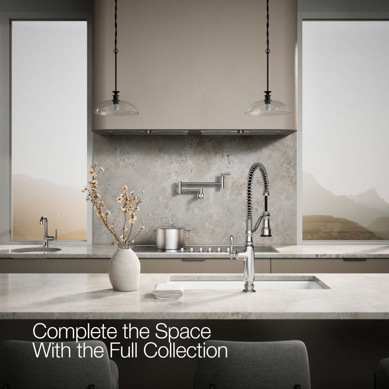 Tournant Single Handle Pull Down Kitchen Faucet, Polished Chrome