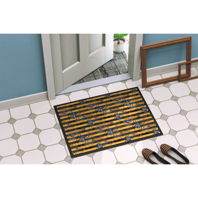 Tapis d'extérieur antidérapant Adrienn Halloween Spiders, H 0,2 po x l 36 po x P 24 po