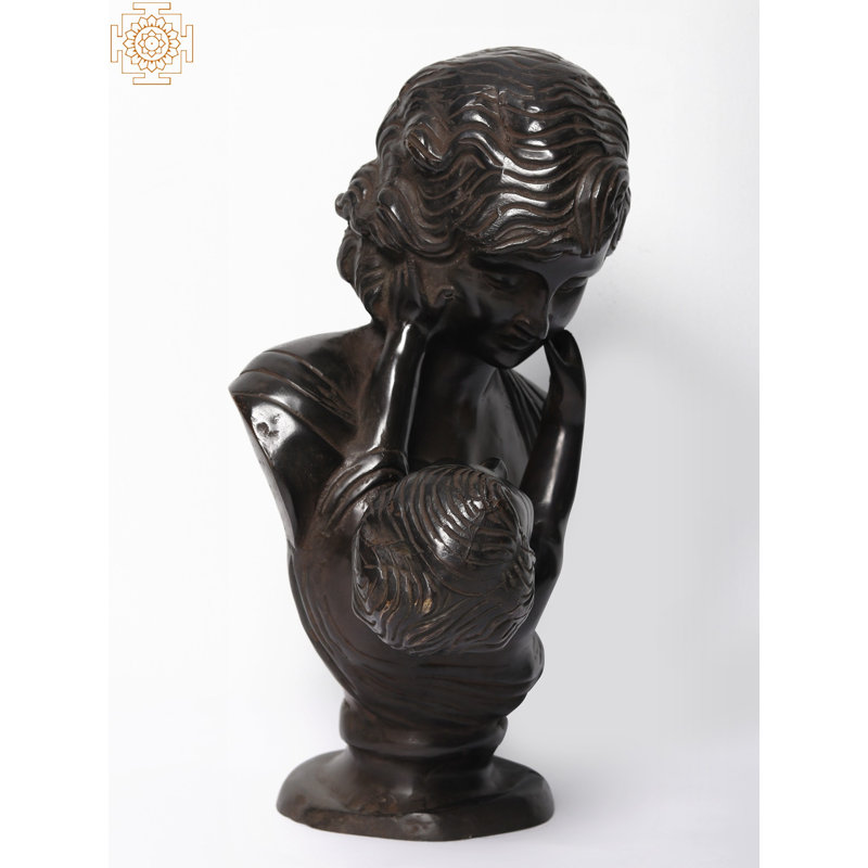  Sculpture élégante 15 "en laiton mère et enfant pour le salon / chambre à coucher