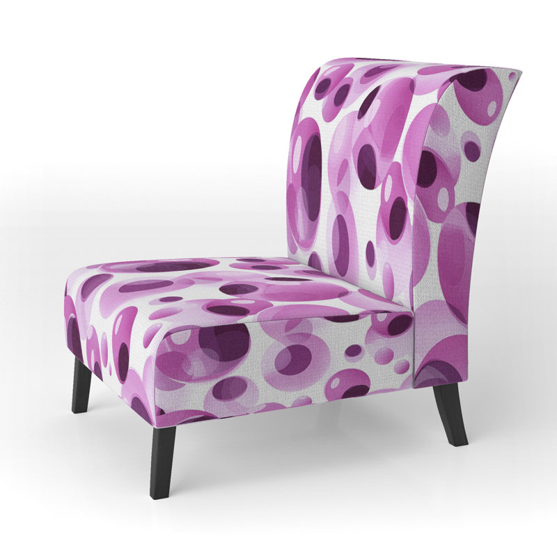 Motif artistique à fantaisie à pois - Fauteuil de chambre rembourré moderne, fauteuil d'appoint à pois, Mauve
