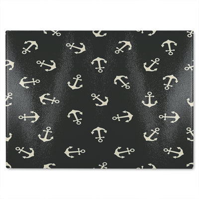 Anchors On Glass Chopping Board